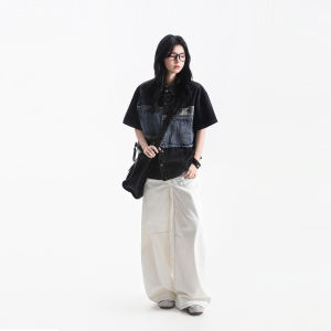 zuocisankon | Street Style Patchwork Denim Shirt