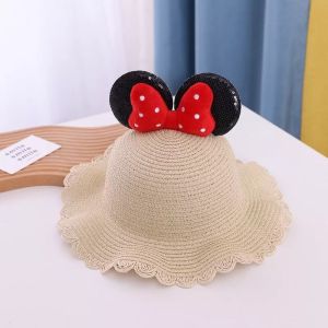 CAE - Topi Jerami Anak Perempuan 4-8 tahun Minnie Pita Beach Hat Import