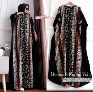 kaftan batik lengan karet wudlu friendly sogan elegan jumbo ld 140 daster lowo jumbo rayon candi mekar super adem