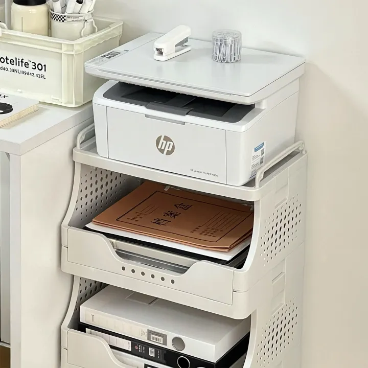 Under Desk Paper Rack Office Printer Door Back Storage Rack Stand Small Cart File Storage ...