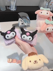 Sanrio Wrist Band Absorb Water Wash Face 三丽鸥手腕带 Pelindung Lengan Cuci Muka Comel Cartoon Kuromi Melody Sweat Sports