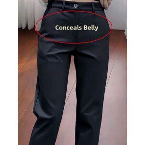 Elegant Fashionable Slim Fit High Waist Straight Trousers