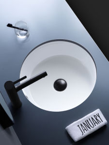 DOSC round Bathroom Sink Ceramic Flat Bottom Deep Bottom Small Size Undermount Bathroom Furniture Home Decoration Materials