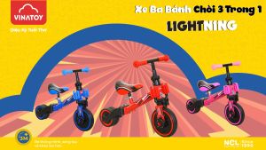 Xe 3 Bánh Nhựa Chợ Lớn 3 Trong 1 Lightning - M1838-X3B