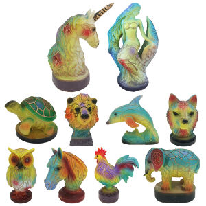 9TH Stained Glass Lamp Unicorn Mermaid Sea Turtle Retro Table Light Lion Dolphin Wolf Animal Table Lamp Series Home Ornament