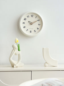 MJK Modern Silent Wall Clock Simple Fashion Living Room Decor Creamy Tone round Shape Home Use Clocks Quality Timepiece