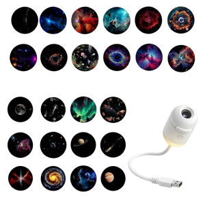2 in 1 Mini USB Galaxy Star Projector Night Light With Film Adjustable Brightness Starry Sky Ambient Light For Bedroom Car Decor