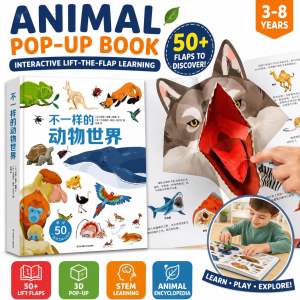 Animal Pop Up Book Kids Interactive Lift The Flap Book 3D STEM Learning Animal Encyclopedia Busy Book 儿童动物百科翻翻书 Buku Haiwan