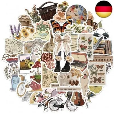 ✿ BHM ✿ - Aesthetic Vintage Assorted Design Sticker 50pcs DIY Scrapbook Stationary