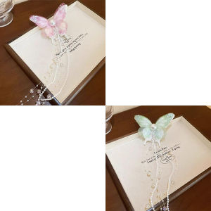 กิ๊บติดผมรูปผีเสื้อติดผมรูปตัว T ประดับมุกสไตล์หวาน ดีไซน์หรูหรา สำหรับผู้หญิง วัสดุอื่นๆ ไม่ติดเพชร