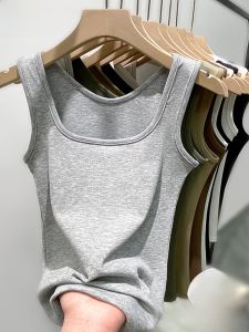 MiiOW | Áo ba lỗ dây chun màu xám cho nữ mùa hè 2025 Áo ba lỗ rộng vai thon gọn che bắp chân mặc trong và ngoài trời