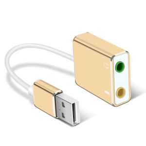 xiede | Golden USB 7.1 Card External Sound Desktop Computer for PC with Amplified ASIO Cable Plug Enhancing Module Independent Sound