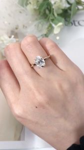 Messi Jewelry 14k Oval Lab Diamond Ring Gold Jewelry VVS2 Engagement Rings