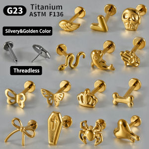 1PC G23 Titanium Butterfly Labret Piercing Threadless Skull/Spider Ear Tragus Cartilage Helix Daith Stud Earring Body Jewelry