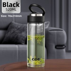 CILLE | Double Layer High Borosilicate Glass Large Capacity Home Office Tea Infuser Portable Tumbler