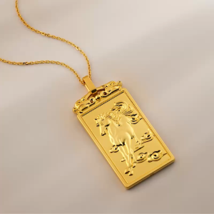 Chow Sang Sang 周生生 999.9 24K Pure Gold Cultural Blessings Galloping Horse Pendant for Women & Men 96108P Price-by-Weight 37.8g Gold  [Necklace not Included]