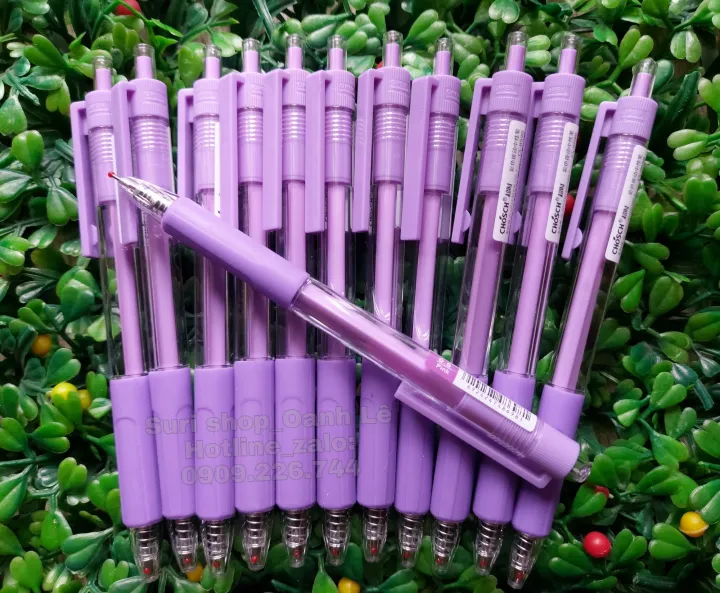 Hộp 12 cây Bút gel mực tím Chosch 8698 loại bấm dành cho học sinh tiểu ...