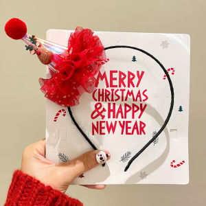 Dạ Quang Giáng Sinh Mũ Băng Đô Quấn Tóc Nữ Đa Năng Ngoài Trời Mũ Giáng Sinh Trẻ Em Chụp Ảnh Chụp Ảnh Kẹp Càng Cua Hươu Đầu Trang Trí