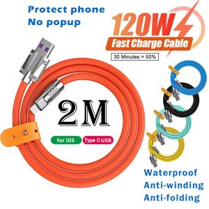120W 6A Super Fast Charge Liquid Silicone USB Cable Type-C To iOS Lighting Charger Data Line For iPhone Xiaomi Huawei Samsung