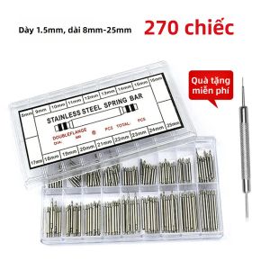 270 Chiếc Thanh Lò Xo Bằng Thép Không Gỉ Bộ Dụng Cụ Sửa Chữa Đồng Hồ Đường Kính 15mm/18mm 8mm-25mm/6mm-23mm Chiều Dài Dây Đeo Đồng Hồ Chân Dây Đeo