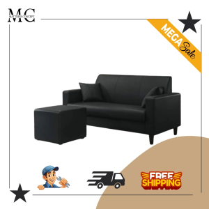 【LOCAL SELLER】Mila Black 3 Seater Sofa + Stool