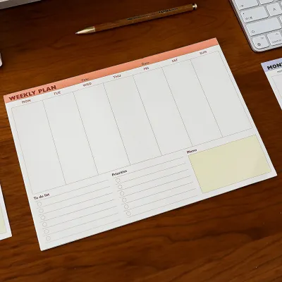 Simplicity Tearable Monthly Planner Work Study Weekly Schedule Notepad Calendar Planner Simple Design Plain Paper Cover