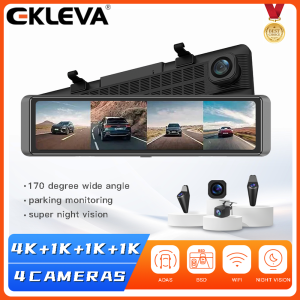 EKLEVA F40  4CH Dash Cam 11.26 Inch 4K WIFI Rear View Mirror 4 Cameras Video recorder Car DVR ADAS BSD Night Vision 24H Parking