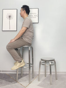 Stainless Steel Stool High Stool Stackable Chair round Stool round Fast Food Dining Chair Household Thickened Commercial Dining Single Stool