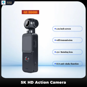 PX3 Pocket Action Camera 5K 270° Auto Rotatable Stabilization Touch Screen 4X Zoom Portable Digital Video Recorder Sports DV