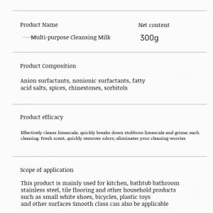 Multipurpose Cleaner Stain Remover Household Deep Cleaning Liquid Bathroom Tile Floor Cleaning Milk Whole Cleaner