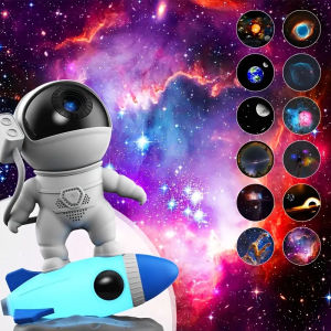 【NEW】1pc Star Projector Galaxy Night Light Astronaut Rocket Projector 360° Rotating Focus Nebula Timing Astronaut Ambiance Night Light For Home Theater Ceiling Room Decoration Birthday Gifts