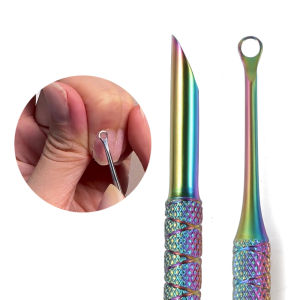 Double-Tip Stainless Steel Cuticle Pusher Grinder Circular Beveled Edge Gentle Dead Skin Removal Nail Tool Manicure Cuticle Care