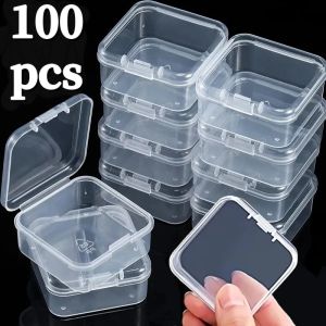 5/20/100pcs Mini Storage Box Transparent Square Plastic Box Earplug Earrings Jewelry Packaging Storage DIY Jewelry Organizer