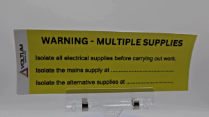 SS 638 Electrical Warning Notice Alternative Supplies Sign Label Sticker 155mm x 55mm Voltlim SKU 1007