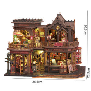 Magic Witch House 3D Wooden Puzzle DIY Building Kit With Warm LED Light Miniature Cottage Handcraft Model Desktop Room Decor Gif