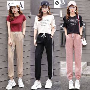 Womens Ice Silk Harem Pants Casual Thin Eighteenths Summer Long Trousers Loose Fit Versatile Student Sports High Waist Polyester Fiber