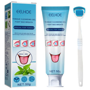 Tongues Cleaner Gel with Soft Bristle Tongue Brush Long-lasting Minty Fresh-Breath Tongue Scraper Cleaner Kit For Oral Care