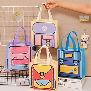 Dopamine สายสีถุงผ้าไม่ทอคุณภาพดีความจุขนาดใหญ่น่ารักการ์ตูนรูปแบบกระเป๋าถือสามารถใช้สำหรับการช้อปปิ้งหนังสือสี่สีให้เลือก