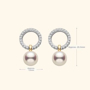 Helas | Akoya Pearl and Full Diamond Custom 18K Gold Stud Earrings