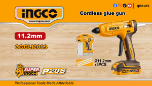 INGCO 20V CORDLESS HOT MELT GLUE GUN | 11.2MM GLUE STICK DIAMETER | CGGLI2003