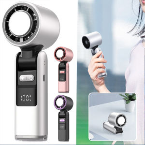 2025 New Product 100 level Turbo Ice Sensing Handheld Cooling Fan Ultra Mini Turbo Speed Fan USB Powered Digital Display Suitable for Home Outdoor Camping Travel