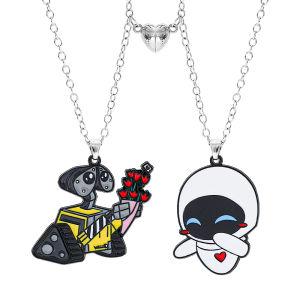 Creative WALL · E Metal Enamel Pendant Necklace Heart-Shaped Magnetic Splicing Necklace Suitable for Giving to Your Best Friend