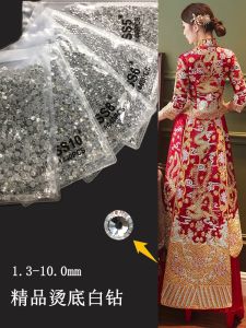 Silver White Flat Bottom round Rhinestones Adhesive Bottom Dance Costume DIY Stick Rhinestones Scattered Rhinestones