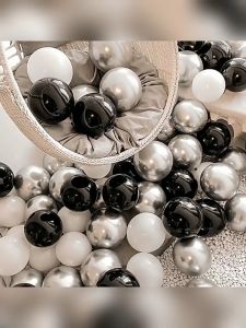 Black Gold Chrome Metallic Balloon 40pcs 12inch Confetti Balloon Set Decoration For Birthday Party Balloons Gold Silver Star Paper Banner Metal Sequin Balloon Garland Arch Kit For Graduation Wedding Baby Shower Party Decor
