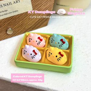 Sanrio | KT Cat Dumpling Fridge Magnets Kitty Miniature JP Anime Kuromi Cartoon Food Simulation Toys Kawaii 3D Home Decoration Gift Resin