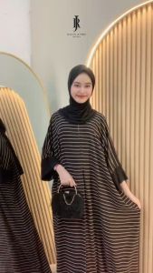 Seya Premium Kaftan Motif Garis by Rayon Jumbo - Daily Gamis Daster Kaftan mewah simple elegan