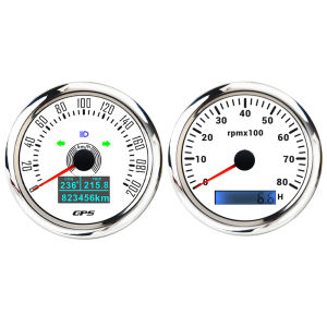 RHAXEL 85mm 2 Gauge Kit GPS Speedometer 160MPH 200KM/H Tachometer 8000RPM Meter with Hour Meter 12V 24V for Auto Motorcycle