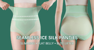 Flarixa 【95% Cotton 】Seamless Women High Waist Cotton Panties Cross Tummy Control Underwear Girls Briefs Breathable Solid Color Underpants