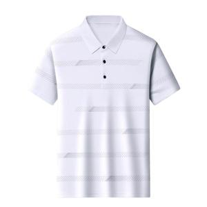 ROMON | Lomond Mens Short Sleeve Polo Shirt Summer Thin Ice Silk Turn-down Collar T-shirt Fathers Day Clothing Fashion Urban Style