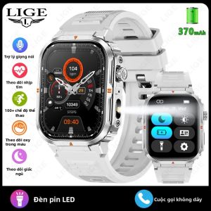 LIGE | Đồng Hồ Thông Minh Quân Đội LIGE Dành Cho Nam Nữ Cuộc Gọi Bluetooth Theo Dõi Sức Khỏe IP68 Đồng Hồ Thể Thao Chống Nước Tương Thích Với iOS Android